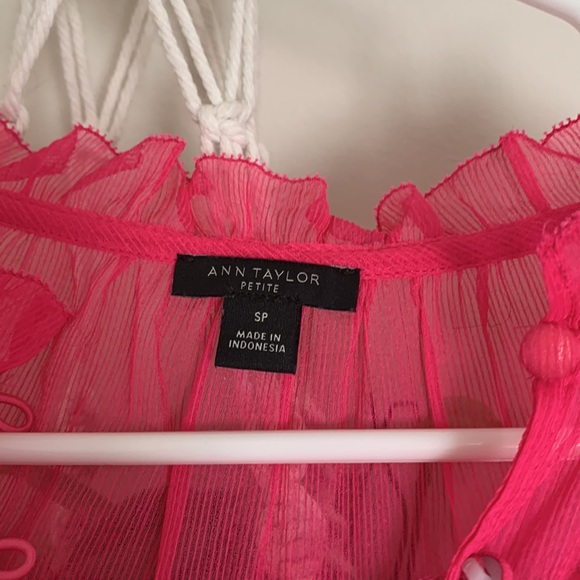 Hot Pink button down top with ruffle detail - Picture 2 of 5